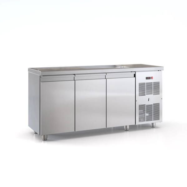 Επαγγελματικό Ψυγείο πάγκος κατάψυξη ανοξείδωτο με 3 πόρτες 180X70X87 εκ ID-PSMK17570
