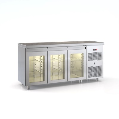 Ψυγείο πάγκος συντήρηση με 3 Πόρτες Κρυστάλλινες 175X70X87. εκ ID-PSM17570GL