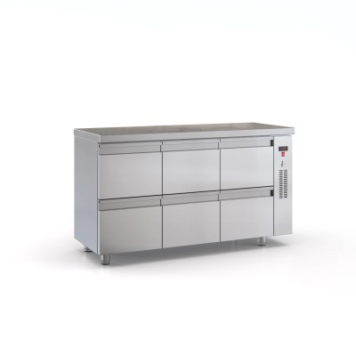 Επαγγελματικό ψυγείο πάγκος κατάψυξη ανοξείδωτο με 6 Συρτάρια 150χ70χ87 εκ Χωρίς Μηχανή ID-PSKM15070/6SIR