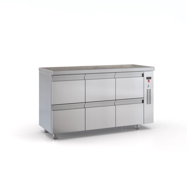 Επαγγελματικό ψυγείο πάγκος κατάψυξη ανοξείδωτο με 6 Συρτάρια 150χ70χ87 εκ Χωρίς Μηχανή ID-PSKM15070/6SIR