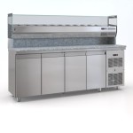 Επαγγελματικό ανοξείδωτο ψυγείο πίτσας με 4 πόρτες & σαλατων για 11 GN 225X75X140 εκ ID-PSM225PIZZA/4GN ENERGY CLASS A