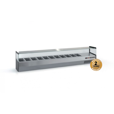 Επαγγελματικό ψυγείο σαλατών επιτραπέζιο ανοξείδωτο για 11 GN 1/4 225X34X45 εκ ID-VRP225SQ/11GN