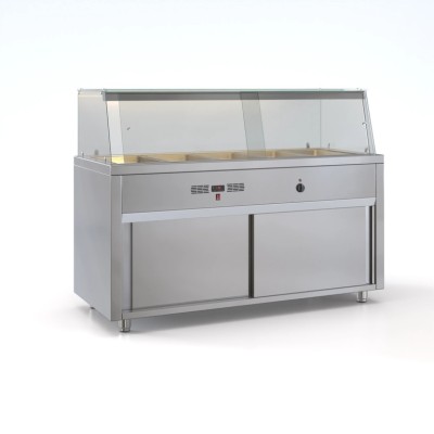 Επαγγελματική ανοξείδωτη βιτρίνα Μπέν Μαρί επιδαπέδια ID-MEB.173/5GN 173X70X130 εκ