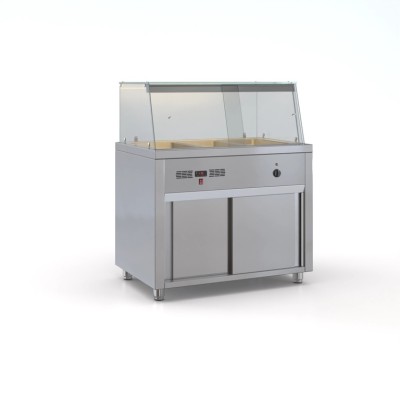 Επαγγελματική ανοξείδωτη βιτρίνα Μπέν Μαρί επιδαπέδια ID-MEB.107/3GN 107X70X130 εκ