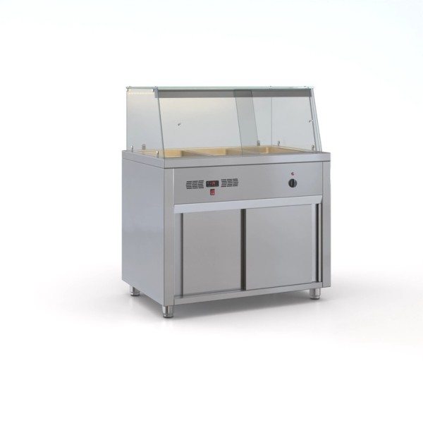 Επαγγελματική ανοξείδωτη βιτρίνα Μπέν Μαρί επιδαπέδια ID-MEB.107/3GN 107X70X130 εκ