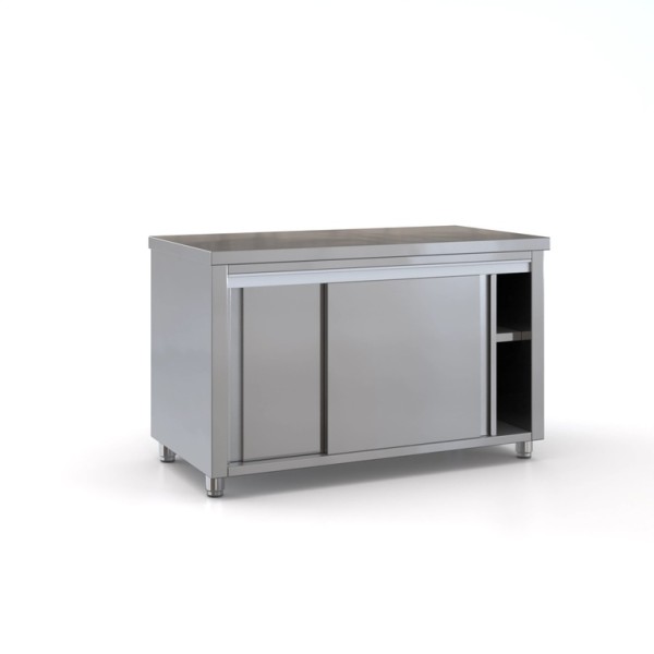 Επαγγελματικό ερμάριο ανοξείδωτο με 2 συρόμενες πόρτες και ράφι 140X70X87 εκ ID-ER14070