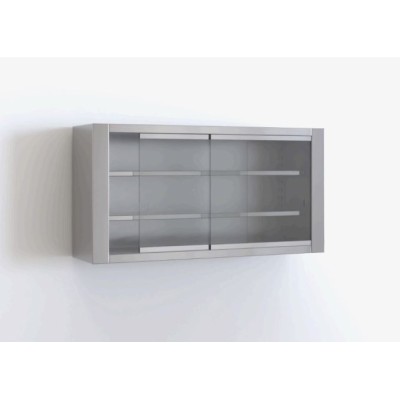 Ανοξείδωτη ποτηριέρα με συρόμενα κρύσταλλα και 2 ράφια 240X32X70 εκ ID-POT240