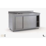 Επαγγελματική λάντζα ανοξείδωτη κλειστή 120χ70χ87 με 1 γούρνα δεξιά 50χ50χ30 εκ ID-LANK120.1