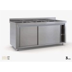 Επαγγελματική ανοξείδωτη λάντζα κλειστή 240χ70χ87 με 3 γούρνες 50χ50χ30 εκ ID-LANK240.3