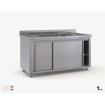 Επαγγελματική λάντζα σκευών ανοξείδωτη κλειστή 140χ70χ87 με 1 γούρνα 91,5X51X30 εκ ID-LANK140.1B