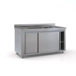 Επαγγελματική λάντζα σκεύων ανοξείδωτη κλειστή 160χ70χ87 με 1 γούρνα 91,5X51X30 εκ ID-LANK160.1B