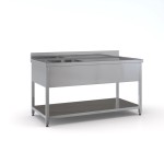 Επαγγελματική ανοξείδωτη λάντζα ανοιχτή με 1 γούρνα 50χ50χ30 70χ70χ87 εκ ID-LANA70.1