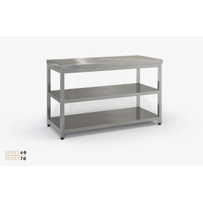 Επαγγελματικό ανοξείδωτο τραπέζι - πάγκος εργασίας με ράφι 140χ70χ87 εκ ID-TR14070.S