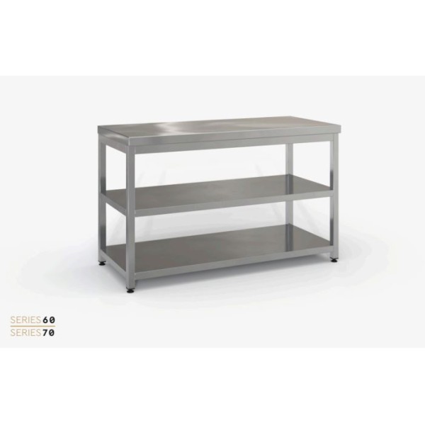 Επαγγελματικό ανοξείδωτο τραπέζι - πάγκος εργασίας με ράφι 140χ70χ87 εκ ID-TR14070.S