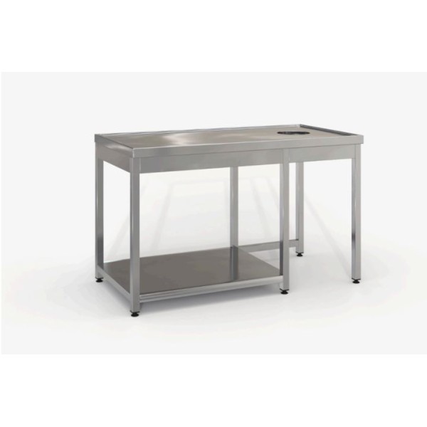 Επαγγελματικό ανοξείδωτο τραπέζι ακαθάρτων σκαφωτό με τρύπα 240X70X87 εκ ID-TR.A240