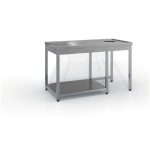 Επαγγελματικό ανοξείδωτο τραπέζι ακαθάρτων σκαφωτό με τρύπα 140X70X87 εκ ID-TR.A140