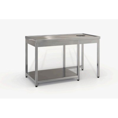 Επαγγελματικό ανοξείδωτο τραπέζι ακαθάρτων σκαφωτό με τρύπα 220X70X87 εκ ID-TR.A220
