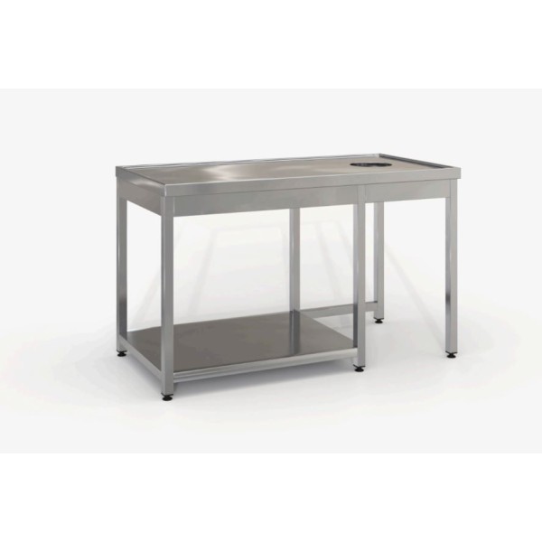 Επαγγελματικό ανοξείδωτο τραπέζι ακαθάρτων σκαφωτό με τρύπα 220X70X87 εκ ID-TR.A220