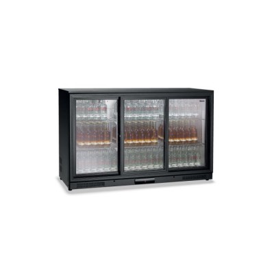 Ψυγείο βιτρίνα συντήρηση επιδαπέδιο μαύρο back bar με συρόμενες πόρτες 135x53x85 εκ 700123
