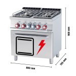 Κουζίνα αερίου lotus 4 εστιών με φούρνο ηλεκτρικό στατικό επιδαπέδια 80x70.5x90 εκ CF4-78GPE