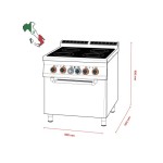 Κουζίνα ηλεκτρική 4 κεραμικών εστιών με φούρνο ηλεκτρικό αερόθερμο CFC4-98ET