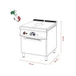 Κουζίνα αερίου με ενιαία πλάκα Hot-Top & φούρνο αερίου στατικό TPF-98G