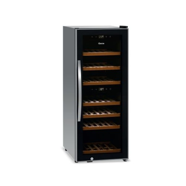 Ψυγείο Βιτρίνα κρασιών 2 θερμοκρασιών στενή (Slim) συντήρηση μάυρο 39.6X58X103 εκ 700130