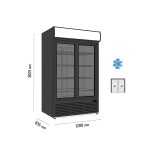 Ψυγείο αναψυκτικών με 2 συρόμενες πόρτες συντήρηση επιδαπέδιο 120x84x200 S1300 SC DD BLACK