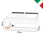 Κουζίνα αερίου με ενιαία πλάκα hot top LOTUS επιτραπέζια 80x70.5x28 εκ TPT-78G