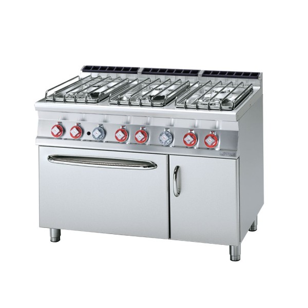 Κουζίνα αερίου lotus 6 εστιών με φούρνο αερίου στατικό επιδαπέδια 120x70x90 εκ CF6-712GPV