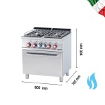 Κουζίνα αερίου 4 εστιών με φούρνο αερίου στατικό επιδαπέδιο 80x70.5x90 εκ CF4-78GP