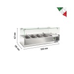 Ψυγείο σαλατών επιτραπέζιο για 3 GN 1/3 & 1 GN 1/2 120X39,5X22.5X(42.7)εκ RWX 1200