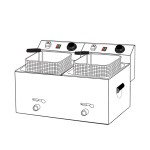 Φριτέζα ηλεκτρική διπλή 8+8 lt με βρυσάκια απορροής FE 77 V